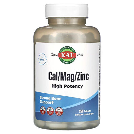 KAL Calcium Magnesium Zinc Çinko High Potency Strong Bone Health 250 Tablet