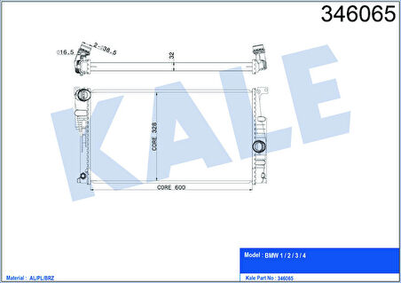 KALE Su Radyatörü Bmw F20 10 F21 11 F30 11 06/11