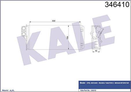 KALE Kalorifer Radyatörü Master 2- 2.5d-2.8dtı 98-01 Opel Movano 1.9dtı-2.2dtı 00