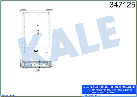 KALE Kalorifer Radyatörü Megane 3-Fluence 213x148x22