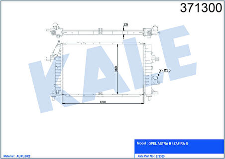 KALE Su Radyatörü Astra H 1.3-1.7-1.9 Cdti 04 Zafıra 1.7-1.9 Cdtı 05 Mek Al/Pl/Brz 60