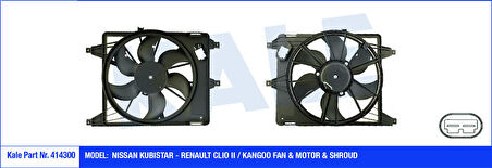 KALE Fan Motoru Davlumbazlı Clio 2-Kango 97 Megane I-Sceniç  I 99-03 320w-380mm