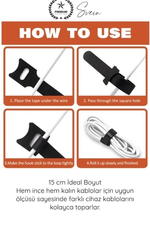 #Düzenleyici Organizer Naylon Siyah Çok Amaçlı Kablo Düzenleyici Cırt Cırtlı Kelepçe Seti 10 Adet 15cm Hook Loop Tekrar Kullanılabilir Kablo Toplayıcı Ev Ofis Atölye Masaüstü Düzenleme Aparatı