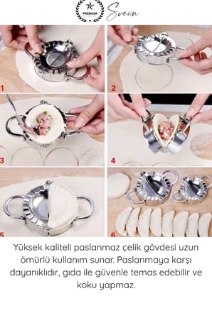 #Kalıp Paslanmaz Çelik Mantı Kurabiye Donut Kesici 7.5 cm Profesyonel Yuvarlak Hamur Kesme Kalıbı Ravioli Gyoza Börek Poğaça Hamur Şekillendirici Mühürleyici Mutfak Aparatı