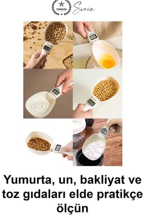 #ÖlçüKaşığı Dijital Ölçü Kaşığı Terazili 800 gr Hassas Mutfak Tartısı LCD Ekranlı Elektronik Baharat Un Şeker Kahve Sıvı Evcil Hayvan Maması Tartma Çıkarılabilir Uçlu Ergonomik Pastane Diyet Gramaj
