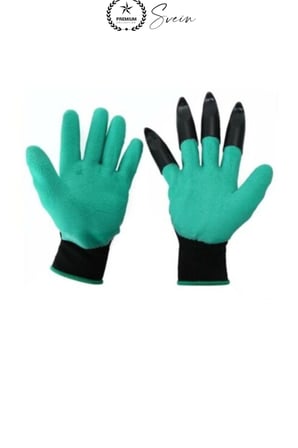 Pençeli Toprak Kazma Bahçe Eldiveni ABS Plastik Tırnaklı Kauçuk Kaplı Polyester Dikim Eşme Kazıma İçin Yeşil Siyah Bahçıvan Çiçek Fide Ekim Saksı Düzenleme Koruyucu Hobi Bahçecilik Aksesuarı 1 Çift