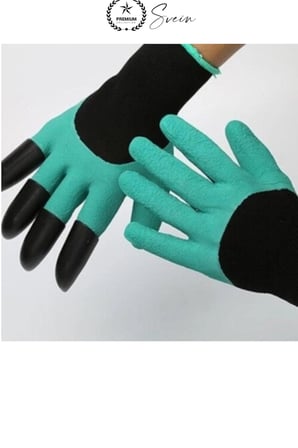 Pençeli Toprak Kazma Bahçe Eldiveni ABS Plastik Tırnaklı Kauçuk Kaplı Polyester Dikim Eşme Kazıma İçin Yeşil Siyah Bahçıvan Çiçek Fide Ekim Saksı Düzenleme Koruyucu Hobi Bahçecilik Aksesuarı 1 Çift