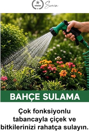 Spiral Bahçe Hortumu 30 Metre Kendiliğinden Toplanan Otomatik Kıvrılmaz Esnek Yaylı Hafif Dayanıklı Su Seti Çok Fonksiyonlu Püskürtme Tabancalı Araç Yıkama Sulama Balkon Teras Zemin Temizliği Yeşil
