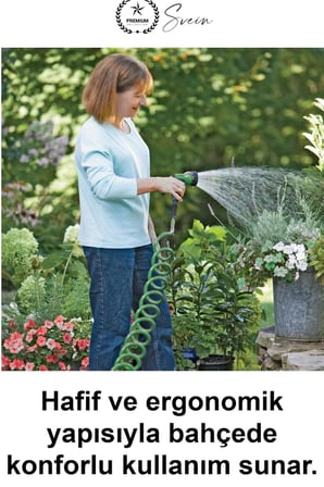 Spiral Bahçe Hortumu 30 Metre Kendiliğinden Toplanan Otomatik Kıvrılmaz Esnek Yaylı Hafif Dayanıklı Su Seti Çok Fonksiyonlu Püskürtme Tabancalı Araç Yıkama Sulama Balkon Teras Zemin Temizliği Yeşil