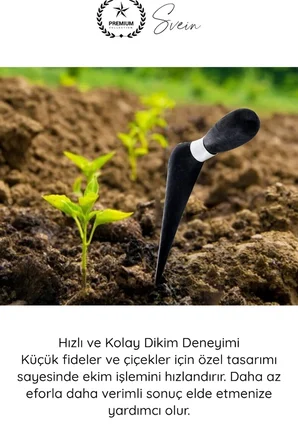 #Fide Küçük Bahçe Bitki Çiçek Tohum Ekim Manuel Fide Dikme Aparatı Siyah Saplı Dayanıklı Toprak Delici Bahçe El Aleti Pratik Dikim Aracı Fidan Yer Açıcı Hobi Bahçe Ekim Ekipmanı