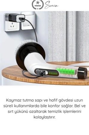 #Fırça Teleskopik Saplı Şarjlı Banyo Mutfak 7 in 1 Kablosuz Elektrikli Temizlik Fırçası Seti USB Şarjlı Döner Temizlik Fırçası Fayans Küvet Lavabo Araç Temizlik Cihazı