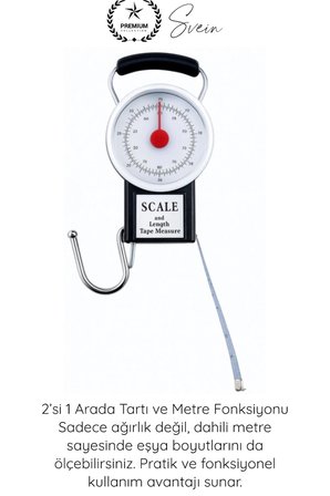 #Tartı Hassas Kancalı Valiz Kantarı Pazar Tartısı 35 Kg Yaylı İbreli El Tartısı Metreli Mekanik Bagaj Terazisi Paslanmaz Kancalı Taşınabilir Ağırlık Ölçer Kamp Balıkçı Seyahat Ölçüm Aparatı
