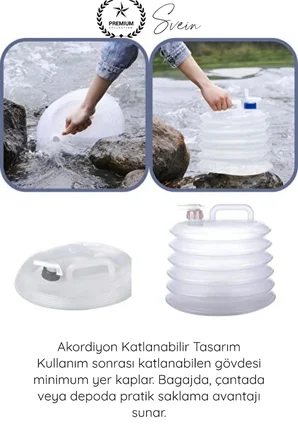 #Bidon Kamp Karavan Piknik Dağcılık Katlanır Su Bidonu 10 Litre Musluklu Akordiyon Su Deposu BPA Free Taşınabilir Su Tankı Araç Bagajı Outdoor Acil Durum Kamping Su Saklama Taşıma Bidonu