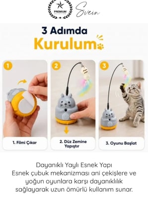 #KediOyuncağı İnteraktif 360 Dönen Yapışkanlı Kedi Oyuncağı Peluş Balıklı Yaylı Olta Eğitici Hareketli Kedi Aktivite Oyuncağı Avcılık Egzersiz Aparatı Yapışkan Tabanlı Dayanıklı Pet Oyuncağı
