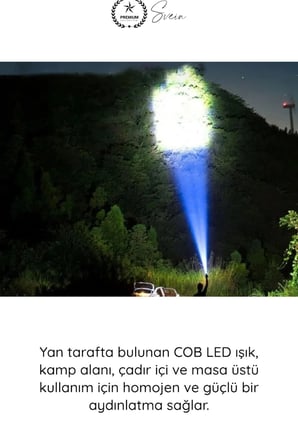 #ElFeneri El Feneri Ultra Parlak COB LED Multi USB Şarjlı 4 Modlu Şarj Göstergeli Kamp Piknik Işıldak Acil Durum SOS Yan Panel Güçlü Aydınlatma Taşınabilir Ergonomik Dayanıklı Projektör