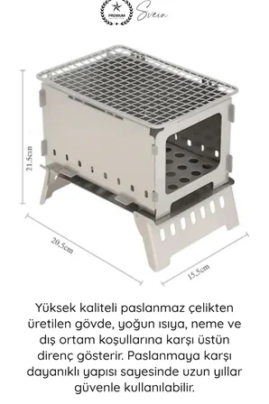 #KampOcağı Ateş Çukuru Paslanmaz Çelik Kamp Ocağı Katlanır Taşınabilir Outdoor Izgara Bushcraft Piknik Barbekü Sobası Demonte Kompakt Portatif Rüzgar Korumalı Odun Yakma Ünitesi Taşıma Çantalı