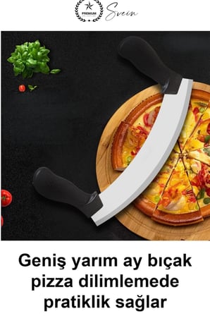 Yarım Ay Satır Kıyma Bıçağı Paslanmaz Çelik 25.5 cm Çift Saplı Sebze Doğrama Yeşillik Maydanoz Soğan Sarımsak Et Kıyıcı Pizza Dilimleme Kesici Mutfak Zırhı Bakalit Sap Bulaşık Makinesinde Yıkanabilir