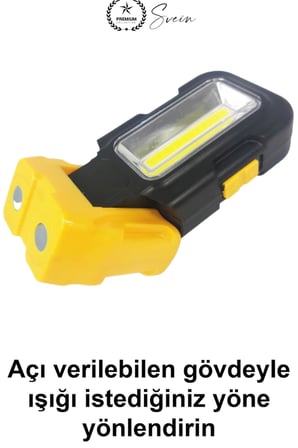 Pilli COB LED Çalışma Lambası Mıknatıslı Kancalı Taşınabilir Projektör Işık Kamp Feneri Garaj Tamirhane Oto Bakım Acil Durum Aydınlatması 20 Metre Menzilli Kablosuz Seyyar Çok Amaçlı Askılı Model