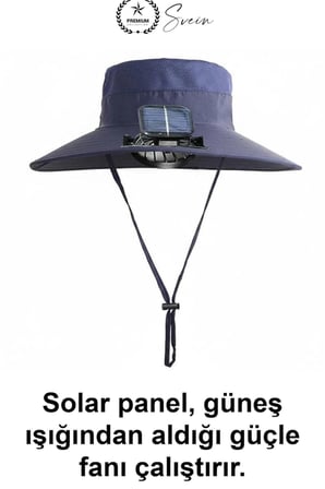 Güneş Enerjili Fanlı Balıkçı Şapka Solar Panelli Vantilatörlü Geniş Siperlikli Kamp Doğa Yürüyüşü Bahçe Yazlık Havalandırmalı Fileli Ayarlanabilir Çene İpli Outdoor Serinletici Safari Tekne Seyahat