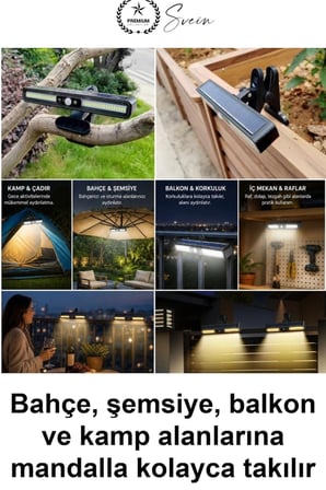 #SolarLamba 2'li Mandallı 36 LED Güneş Enerjili Hareket Sensörlü Bahçe Aydınlatma 3 Modlu Kablosuz Dış Mekan Balkon Teras Korkuluk Şemsiye Kamp Çadır Işığı Suya Dayanıklı Kıskaçlı Garaj Duvar Spotu