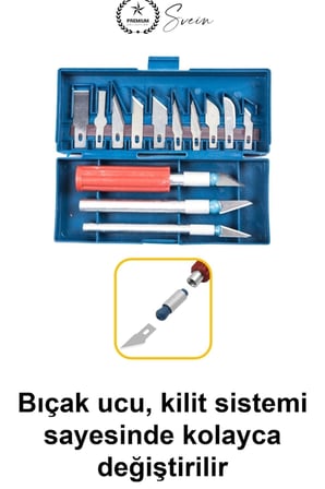 #NeşterSeti 16 Parça Hobi Neşter Seti 13 Maket Bıçağı Gravür Kalemi Hassas Kesim Kağıt Oyma Aleti Maketçi Kretuar El Sanatları İçin Kutulu Metal Saplı Çelik Değiştirilebilir Yedek Uç Takımı