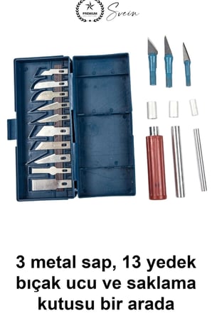 #NeşterSeti 16 Parça Hobi Neşter Seti 13 Maket Bıçağı Gravür Kalemi Hassas Kesim Kağıt Oyma Aleti Maketçi Kretuar El Sanatları İçin Kutulu Metal Saplı Çelik Değiştirilebilir Yedek Uç Takımı