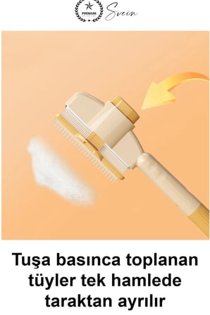 #KediTarağı Pratik Basmalı Kendini Temizleyen Evcil Hayvan Kıtık Açıcı Tarak Köpek Tavşan Tüy Toplama Fırçası Paslanmaz Çelik Uçlu Düğüm Çözücü Ergonomik Saplı Kaymaz Tutmalı Bakım Aparatı
