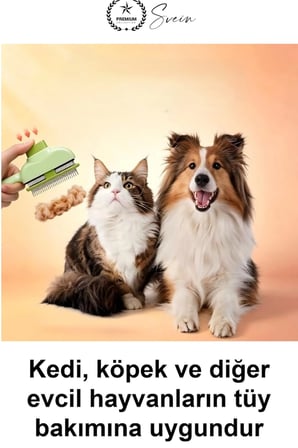 #KediTarağı Pratik Basmalı Kendini Temizleyen Evcil Hayvan Kıtık Açıcı Tarak Köpek Tavşan Tüy Toplama Fırçası Paslanmaz Çelik Uçlu Düğüm Çözücü Ergonomik Saplı Kaymaz Tutmalı Bakım Aparatı