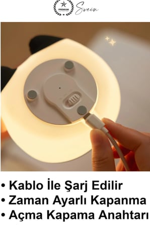 #PandaGeceLambası Panda Gece Lambası Dokunmatik Şarjlı Silikon Çocuk Bebek Odası Başucu Uyku Emzirme Işığı RGB Renk Değiştiren Zaman Ayarlı Kablosuz Masum Oturan Sevimli Tasarım Dekoratif Hediye