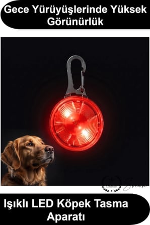 #TasmaIşığı Köpek Kedi Evcil Hayvan Işıklı LED Tasma Aparatı Suya Dayanıklı Uzun Pil Ömürlü Metal Kancalı Gece Yürüyüşü Güvenlik Lambası Yüksek Görünürlük Kamp Dış Mekan Aksesuarı Kompakt Kırmızı