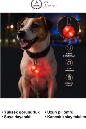 #TasmaIşığı Köpek Kedi Evcil Hayvan Işıklı LED Tasma Aparatı Suya Dayanıklı Uzun Pil Ömürlü Metal Kancalı Gece Yürüyüşü Güvenlik Lambası Yüksek Görünürlük Kamp Dış Mekan Aksesuarı Kompakt Kırmızı
