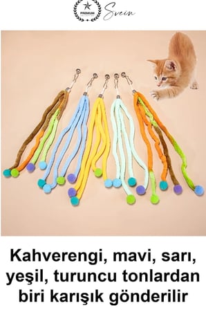 #KediOyuncağı Zilli Yumuşak Peluş Ponponlu Kedi Oyuncağı Sesli Renkli Klipsli Asılabilir Evcil Hayvan Aktivite Oyunu Kapı Kolu Tırmanma Ağacı Uyumlu Yavru ve Yetişkin İçin Eğlenceli Sarkıt Model