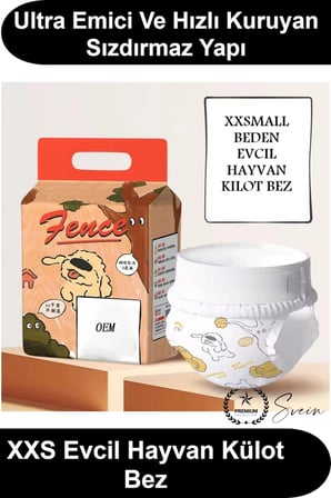 #KöpekBezi XXSmall Beden Köpek Kedi Külot Bez 1-3 kg Ultra Emici Hızlı Kuruyan Sızdırmaz Cırtlı Elastik Bantlı Nefes Alabilir Yavru Yaşlı Evcil Hayvan Hijyenik Tek Kullanımlık İdrar Kaçırma Koruyucu
