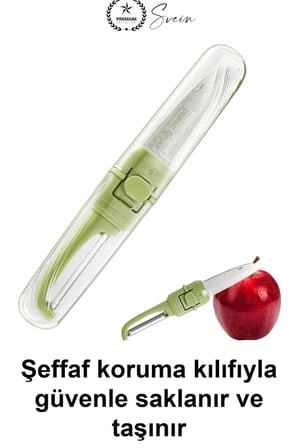 Çift Taraflı Meyve Sebze Bıçağı Soyacak Uçlu Paslanmaz Çelik Kılıflı Mutfak Gereci Salatalık Limon Dilimleme Soyma Aparatı Kamp Piknik Seyahat İçin Taşınabilir Pratik Ergonomik Salata Hazırlama Aracı