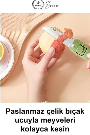 Çift Taraflı Meyve Sebze Bıçağı Soyacak Uçlu Paslanmaz Çelik Kılıflı Mutfak Gereci Salatalık Limon Dilimleme Soyma Aparatı Kamp Piknik Seyahat İçin Taşınabilir Pratik Ergonomik Salata Hazırlama Aracı