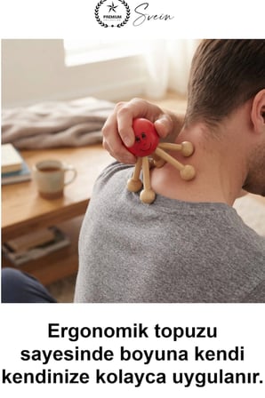 Doğal Ahşap Masaj Aleti Uğur Böceği Tasarımlı 6 Noktalı Ergonomik Manuel Sırt Boyun Omuz Bel Bacak İçin Rahatlatıcı Vücut Ev Ofis Kullanımı Sevimli Hediyelik Taşınabilir Kompakt Model