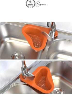 Kuğu Tasarımlı Lavabo Süzgeci Musluğa Asılabilen Evye Drenaj Sepeti Plastik Delikli Mutfak Düzenleyici Meyve Sebze Yıkama Yemek Artığı Süzme Sünger Tutucu Pratik Hızlı Su Tahliyeli Üçgen Form