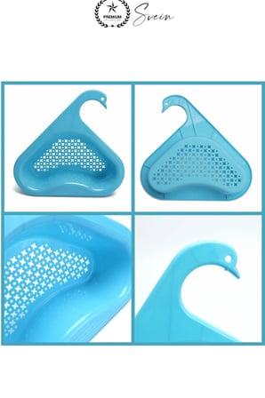 Kuğu Tasarımlı Lavabo Süzgeci Musluğa Asılabilen Evye Drenaj Sepeti Plastik Delikli Mutfak Düzenleyici Meyve Sebze Yıkama Yemek Artığı Süzme Sünger Tutucu Pratik Hızlı Su Tahliyeli Üçgen Form