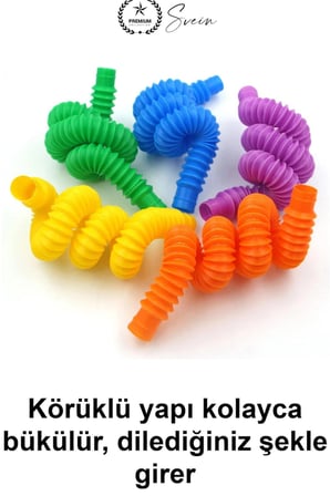 #BoruOyuncak Pop Tubes 6'lı Set Rengarenk Esnek Plastik Uzayan Bükülen Körüklü Ses Çıkaran Stres Giderici Fidget Oyuncağı Yaratıcı Şekil Oluşturma Çocuk Hediyesi Birbirine Eklenebilen Eğlenceli Hafif
