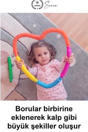 #BoruOyuncak Pop Tubes 6'lı Set Rengarenk Esnek Plastik Uzayan Bükülen Körüklü Ses Çıkaran Stres Giderici Fidget Oyuncağı Yaratıcı Şekil Oluşturma Çocuk Hediyesi Birbirine Eklenebilen Eğlenceli Hafif