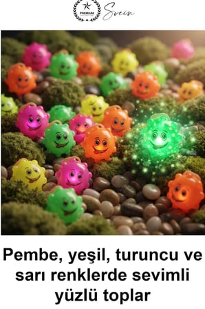 #IşıklıTop Vikvik Işıklı Top 12'li Paket Renkli Sesli Yanıp Sönen LED Oyuncak Sürpriz Parti Etkinlik Hediyelik Çocuk Duyusal Gelişim Esnek Yumuşak Dikenli Yüz İfadeli Sevimli Eğlenceli Set