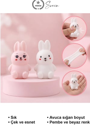 #TavşanSquishy Tavşan Tasarımlı Squishy 12'li Set Sıkmalı Stres Oyuncağı Karışık Renk Esnek Silikon TPR Yumuşak Sevimli Figür Çocuk Hediyelik El Egzersizi Antistres Pembe Beyaz Kulaklı Mini Model
