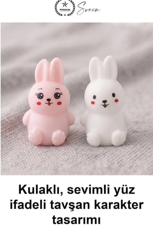 #TavşanSquishy Tavşan Tasarımlı Squishy 12'li Set Sıkmalı Stres Oyuncağı Karışık Renk Esnek Silikon TPR Yumuşak Sevimli Figür Çocuk Hediyelik El Egzersizi Antistres Pembe Beyaz Kulaklı Mini Model