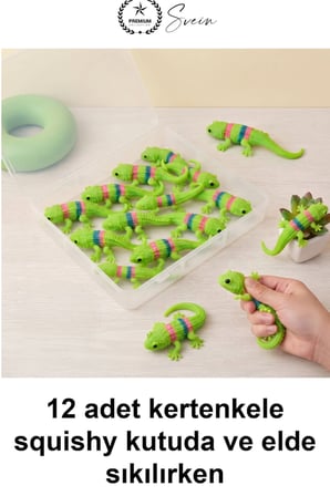 #Kertenkele Kertenkele 12'li Paket Sıkmalı Stres Atma Oyuncağı Yumuşak Esnek Uzayan TPR Silikon Çocuk Fidget Seti Renkli Hediyelik El Egzersizi Rahatlatıcı Eğlenceli Hayvan Figürü