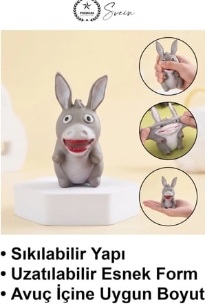 #Eşek Eşek Tasarımlı 12'li Paket Sıkmalı Yumuşak Oyuncak Stres Giderici Esnek Sukuşi Antistres Seti El Egzersiz Aparatı Çocuk Eğlence Aktivite Ürünü Hediyelik Sevimli Gri Hayvan Figürü