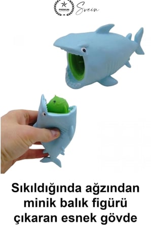 #KöpekBalığı Sürpriz Karakterli Köpek Balığı 12'li Paket Sıkmalı Stres Oyuncağı Ağzından Mini Figür Çıkan Yumuşak Esnek TPR Silikon Çocuklar İçin Hediyelik Eğlenceli Rengarenk Set