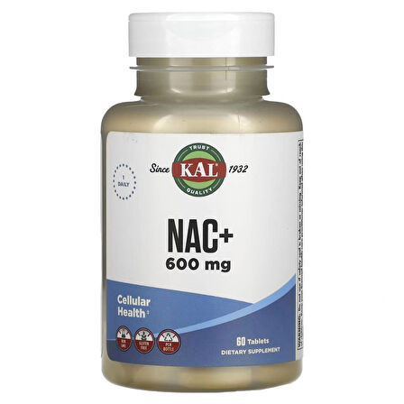 KAL, NAC+ N-Acetyl-L-Cysteine 600 mg, 60 tablets