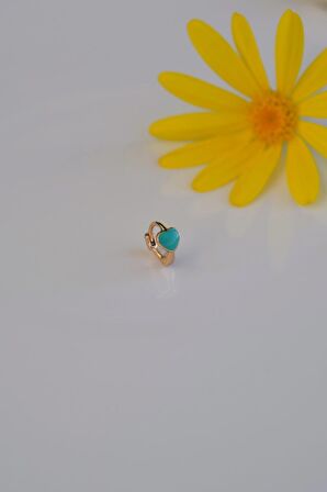 Mavi Kalpli Halka Tragus Piercing Helix Kıkırdak Küpesi