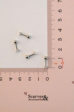 Gümüş Renk Kalp Şekilli Tektaş Çelik Helix Piercing Kıkırdak Lob 8 mm