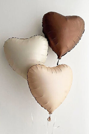 2 Adet 18 ınc Bej ve Karamel Kalp Folyo Balon